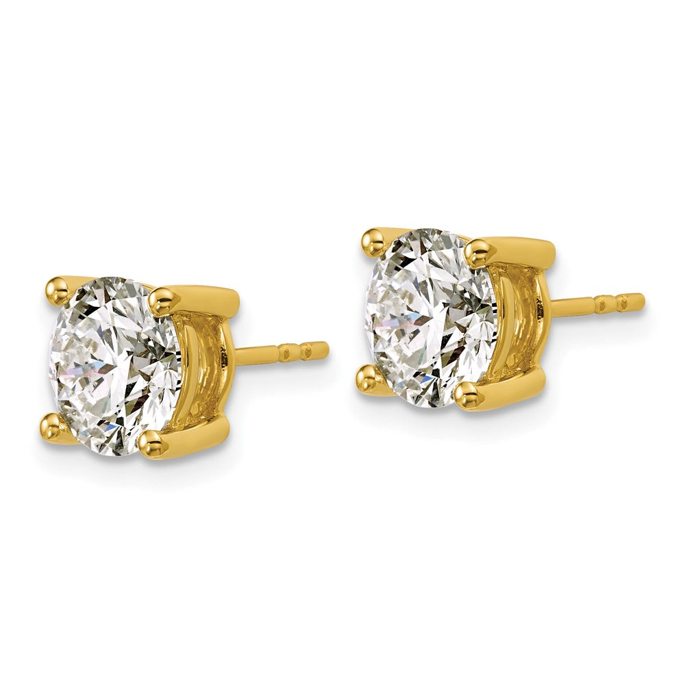 14k 4 carat Lab Grown Diamond VS/SI+ G+ Round Complete Four Prong Heavyweight Stud Earrings