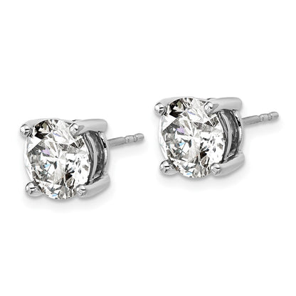 14k White Gold 5 carat Lab Grown Diamond VS+ F+ Round Complete Four Prong Heavyweight Stud Earrings