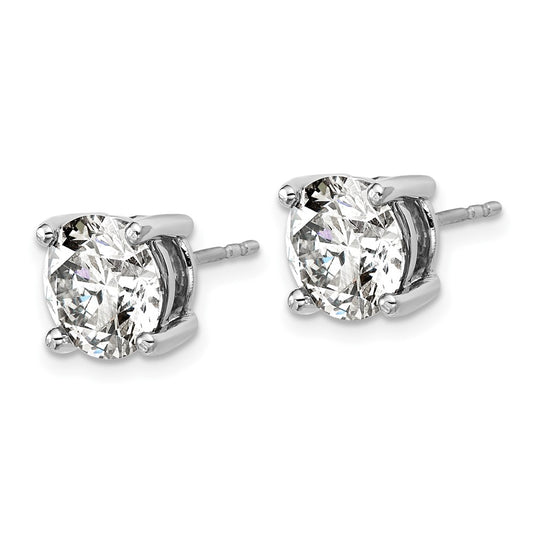 14k White Gold 5 carat Lab Grown Diamond VS+ F+ Round Complete Four Prong Heavyweight Stud Earrings