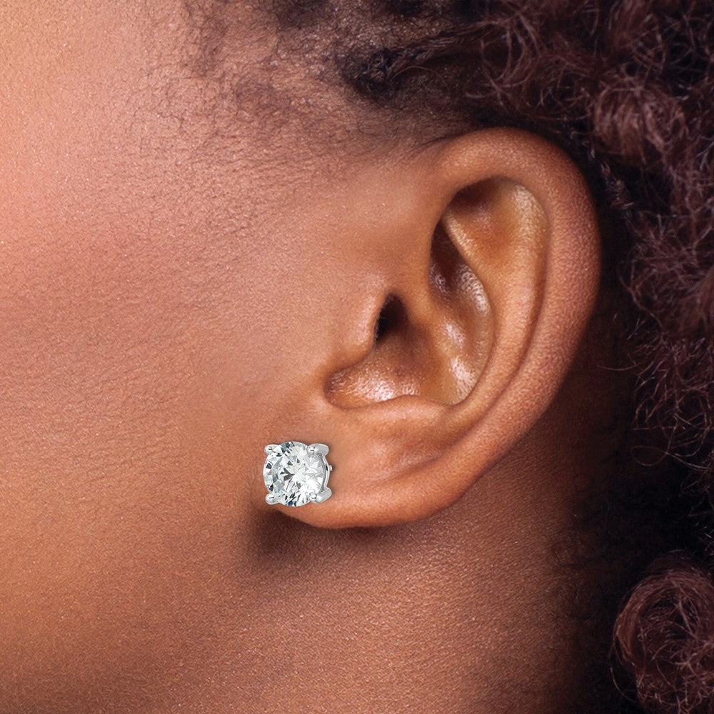 14k White Gold 5 carat Certified Lab Grown Diamond VS/SI+ G+ Round Complete Four Prong Heavyweight Stud Earrings