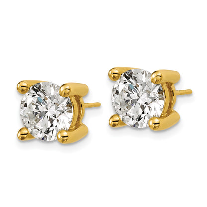 14k 5 carat Certified Lab Grown Diamond VS/SI+ G+ Round Complete Four Prong Heavyweight Stud Earrings