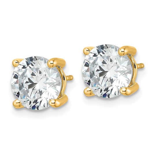 14k 5 carat Lab Grown Diamond VS/SI+ G+ Round Complete Four Prong Heavyweight Stud Earrings
