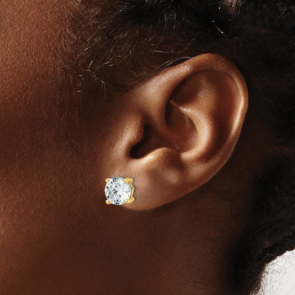 14k 5 carat Certified Lab Grown Diamond VS/SI+ G+ Round Complete Four Prong Heavyweight Stud Earrings