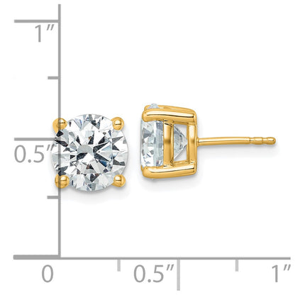 14k 5 carat Certified Lab Grown Diamond VS/SI+ G+ Round Complete Four Prong Heavyweight Stud Earrings