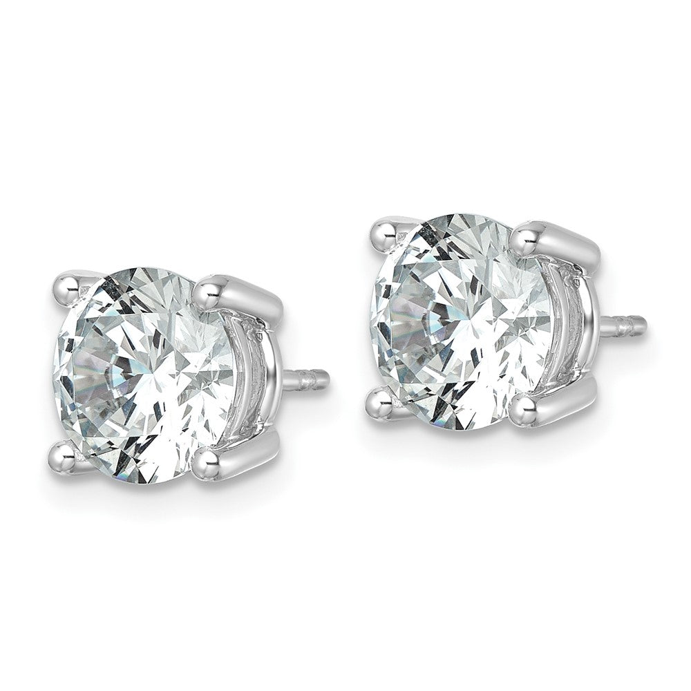 14k White Gold 6 carat Certified Lab Grown Diamond VS/SI+ G+ Round Complete Four Prong Heavyweight Stud Earrings