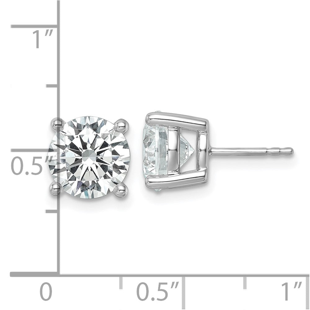 14k White Gold 6 carat Lab Grown Diamond VS/SI+ G+ Round Complete Four Prong Heavyweight Stud Earrings