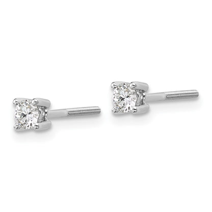 14k White Gold 1/4 carat Lab Grown Diamond VS/SI+ G+ Round Complete Four Prong Screwback Heavyweight Stud Earrings