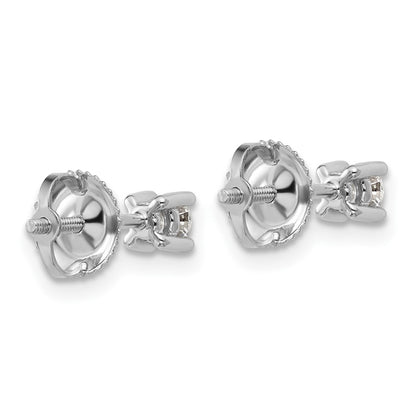 14k White Gold 1/4 carat Lab Grown Diamond VS/SI+ G+ Round Complete Four Prong Screwback Heavyweight Stud Earrings