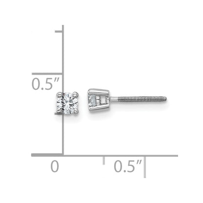 14k White Gold 1/4 carat Lab Grown Diamond VS+ F+ Round Complete Four Prong Screwback Heavyweight Stud Earrings