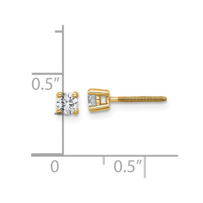 14k 1/4 carat Certified Lab Grown Diamond VS+ F+ Round Complete Four Prong Screwback Heavyweight Stud Earrings