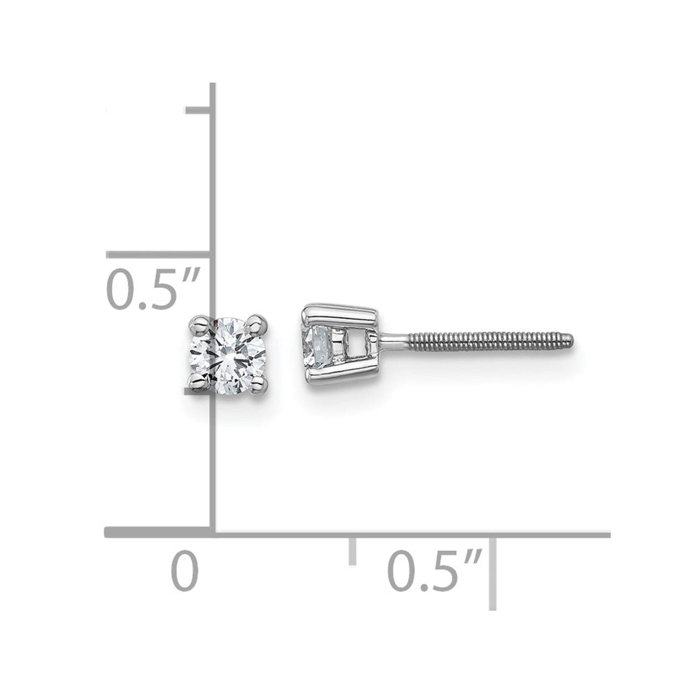 14k White Gold 1/3 carat Certified Lab Grown Diamond VS+ F+ Round Complete Four Prong Screwback Heavyweight Stud Earrings