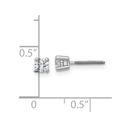 14k White Gold 1/3 carat Certified Lab Grown Diamond VS+ F+ Round Complete Four Prong Screwback Heavyweight Stud Earrings