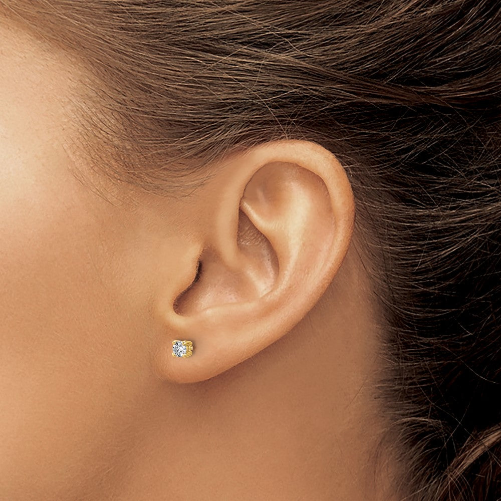 14k 1/3 carat Lab Grown Diamond VS+ F+ Round Complete Four Prong Screwback Heavyweight Stud Earrings