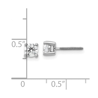 14k White Gold 1/2 carat Lab Grown Diamond VS+ F+ Round Complete Four Prong Screwback Heavyweight Stud Earrings