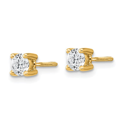 14k 1/2 carat Certified Lab Grown Diamond VS+ F+ Round Complete Four Prong Screwback Heavyweight Stud Earrings