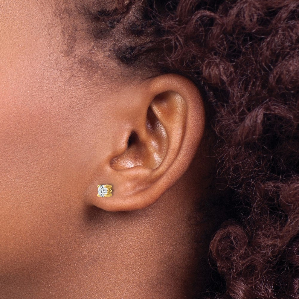 14k 1/2 carat Certified Lab Grown Diamond VS/SI+ G+ Round Complete Four Prong Screwback Heavyweight Stud Earrings