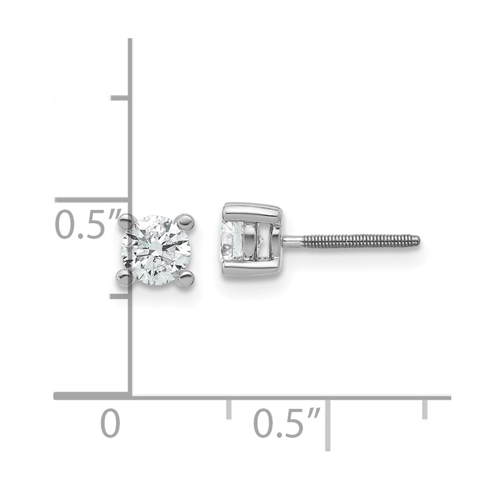 14k White Gold 5/8 carat Lab Grown Diamond VS/SI+ G+ Round Complete Four Prong Screwback Heavyweight Stud Earrings