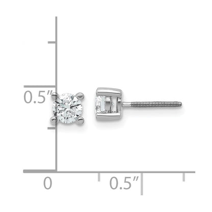 14k White Gold 5/8 carat Lab Grown Diamond VS/SI+ G+ Round Complete Four Prong Screwback Heavyweight Stud Earrings