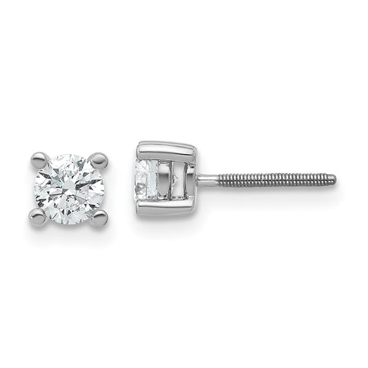 14k White Gold 5/8 carat Certified Lab Grown Diamond VS/SI+ G+ Round Complete Four Prong Screwback Heavyweight Stud Earrings