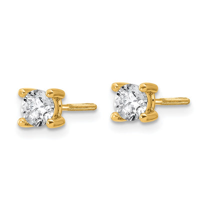 14k 5/8 carat Lab Grown Diamond VS+ F+ Round Complete Four Prong Screwback Heavyweight Stud Earrings