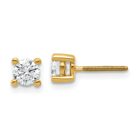14k 5/8 carat Certified Lab Grown Diamond VS+ F+ Round Complete Four Prong Screwback Heavyweight Stud Earrings
