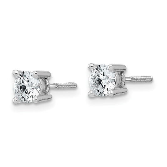 14k White Gold 3/4 carat Lab Grown Diamond VS+ F+ Round Complete Four Prong Screwback Heavyweight Stud Earrings