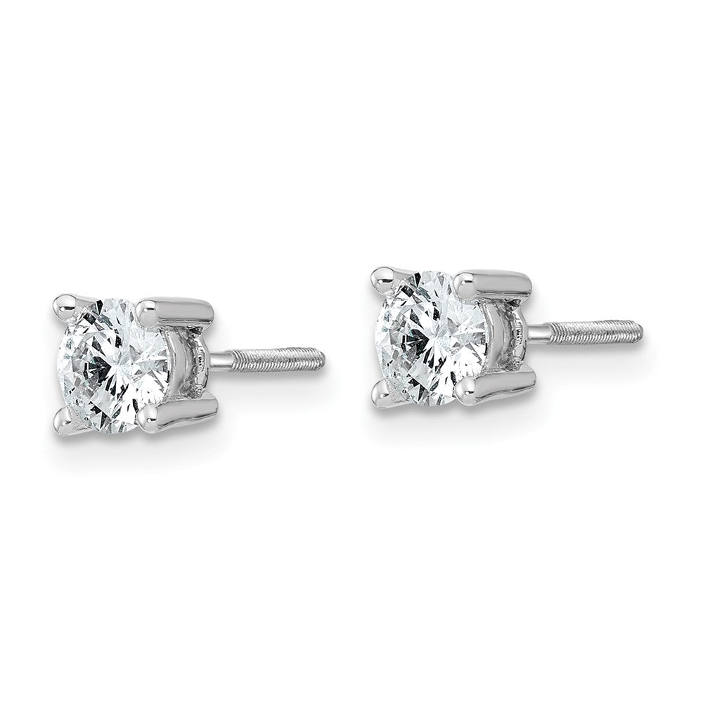 14k White Gold 3/4 carat Lab Grown Diamond VS/SI+ G+ Round Complete Four Prong Screwback Heavyweight Stud Earrings