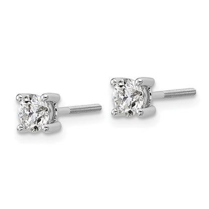 14k White Gold 3/4 carat Certified Lab Grown Diamond VS/SI+ G+ Round Complete Four Prong Screwback Heavyweight Stud Earrings