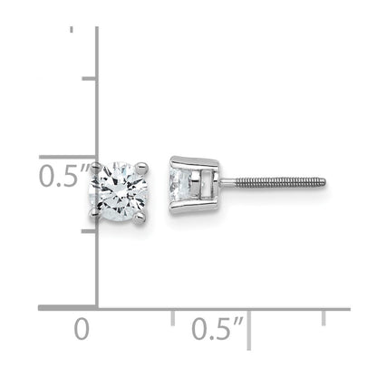 14k White Gold 3/4 carat Certified Lab Grown Diamond VS+ F+ Round Complete Four Prong Screwback Heavyweight Stud Earrings