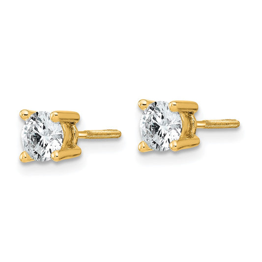 14k 3/4 carat Lab Grown Diamond VS+ F+ Round Complete Four Prong Screwback Heavyweight Stud Earrings