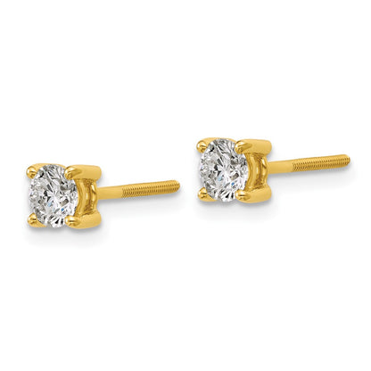 14k 3/4 carat Certified Lab Grown Diamond VS/SI+ G+ Round Complete Four Prong Screwback Heavyweight Stud Earrings