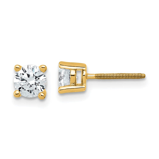 14k 3/4 carat Certified Lab Grown Diamond VS/SI+ G+ Round Complete Four Prong Screwback Heavyweight Stud Earrings