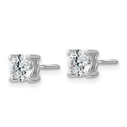 14k White Gold 1 carat Certified Lab Grown Diamond VS/SI+ G+ Round Complete Four Prong Screwback Heavyweight Stud Earrings