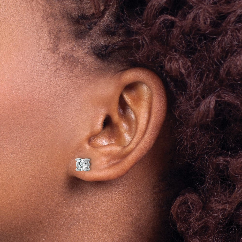 14k White Gold 1 carat Certified Lab Grown Diamond VS/SI+ G+ Round Complete Four Prong Screwback Heavyweight Stud Earrings