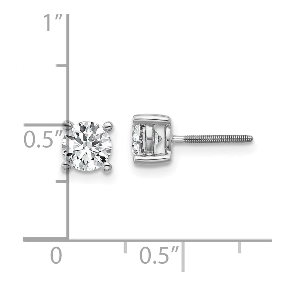 14k White Gold 1 carat Certified Lab Grown Diamond VS/SI+ G+ Round Complete Four Prong Screwback Heavyweight Stud Earrings