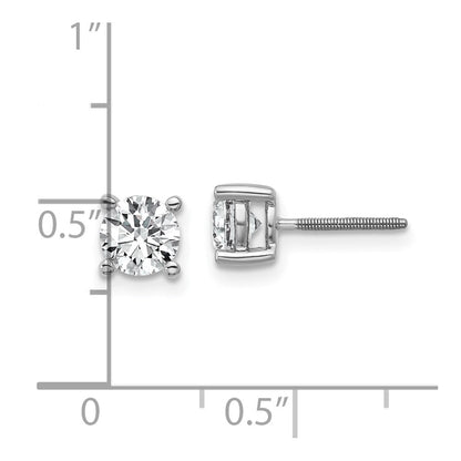 14k White Gold 1 carat Certified Lab Grown Diamond VS/SI+ G+ Round Complete Four Prong Screwback Heavyweight Stud Earrings