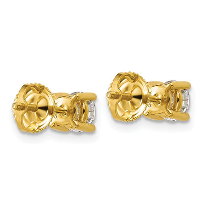 14k 1 carat Certified Lab Grown Diamond VS+ F+ Round Complete Four Prong Screwback Heavyweight Stud Earrings