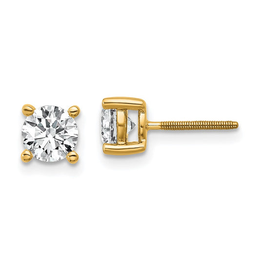14k 1 carat Lab Grown Diamond VS+ F+ Round Complete Four Prong Screwback Heavyweight Stud Earrings