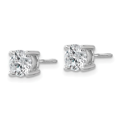 14k White Gold 1 1/2 carat Lab Grown Diamond VS/SI+ G+ Round Complete Four Prong Screwback Heavyweight Stud Earrings