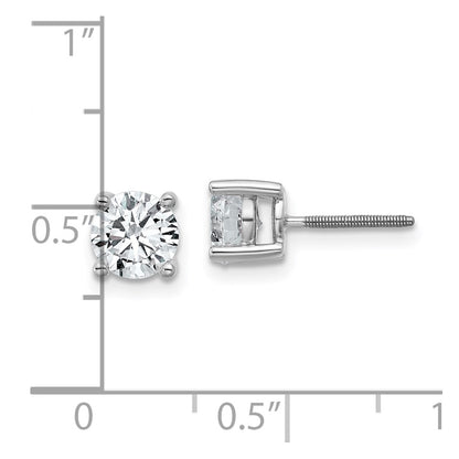 14k White Gold 1 1/2 carat Certified Lab Grown Diamond VS+ F+ Round Complete Four Prong Screwback Heavyweight Stud Earrings