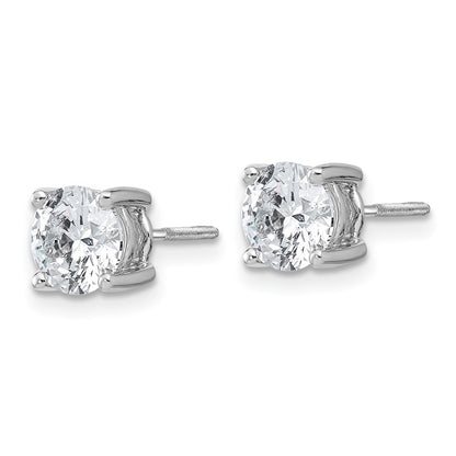 14k White Gold 2 carat Certified Lab Grown Diamond VS+ F+ Round Complete Four Prong Screwback Heavyweight Stud Earrings