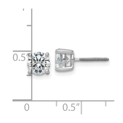 14k White Gold 2 carat Certified Lab Grown Diamond VS+ F+ Round Complete Four Prong Screwback Heavyweight Stud Earrings