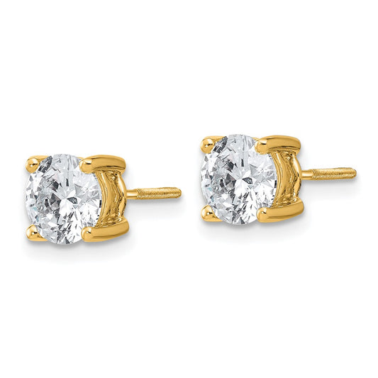 14k 2 carat Lab Grown Diamond VS/SI+ G+ Round Complete Four Prong Screwback Heavyweight Stud Earrings