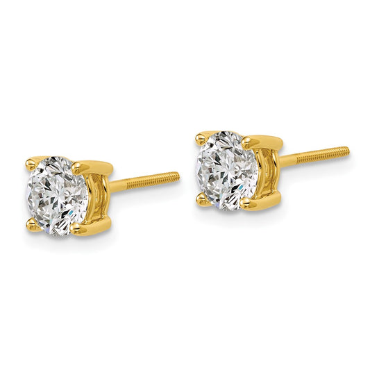 14k 2 carat Lab Grown Diamond VS+ F+ Round Complete Four Prong Screwback Heavyweight Stud Earrings
