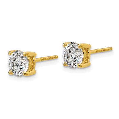 14k 2 carat Certified Lab Grown Diamond VS+ F+ Round Complete Four Prong Screwback Heavyweight Stud Earrings