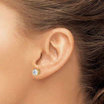 14k 2 carat Lab Grown Diamond VS/SI+ G+ Round Complete Four Prong Screwback Heavyweight Stud Earrings
