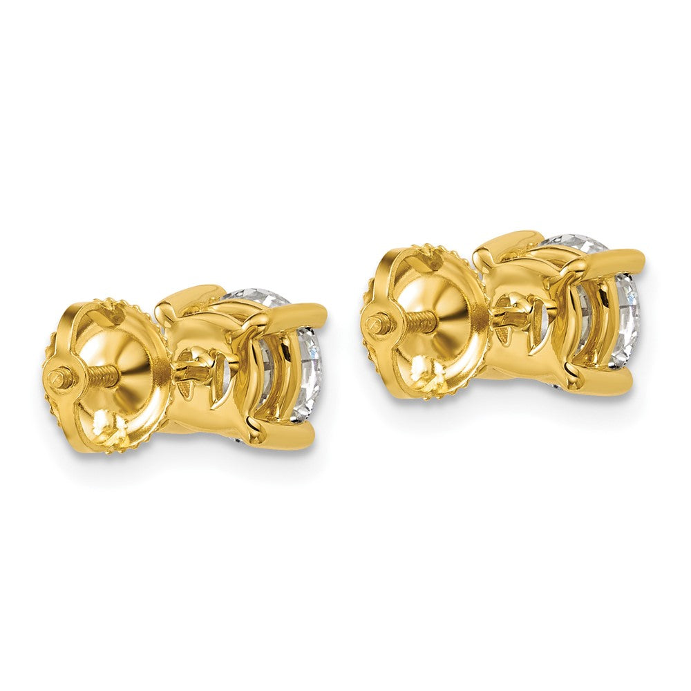 14k 2 carat Certified Lab Grown Diamond VS+ F+ Round Complete Four Prong Screwback Heavyweight Stud Earrings