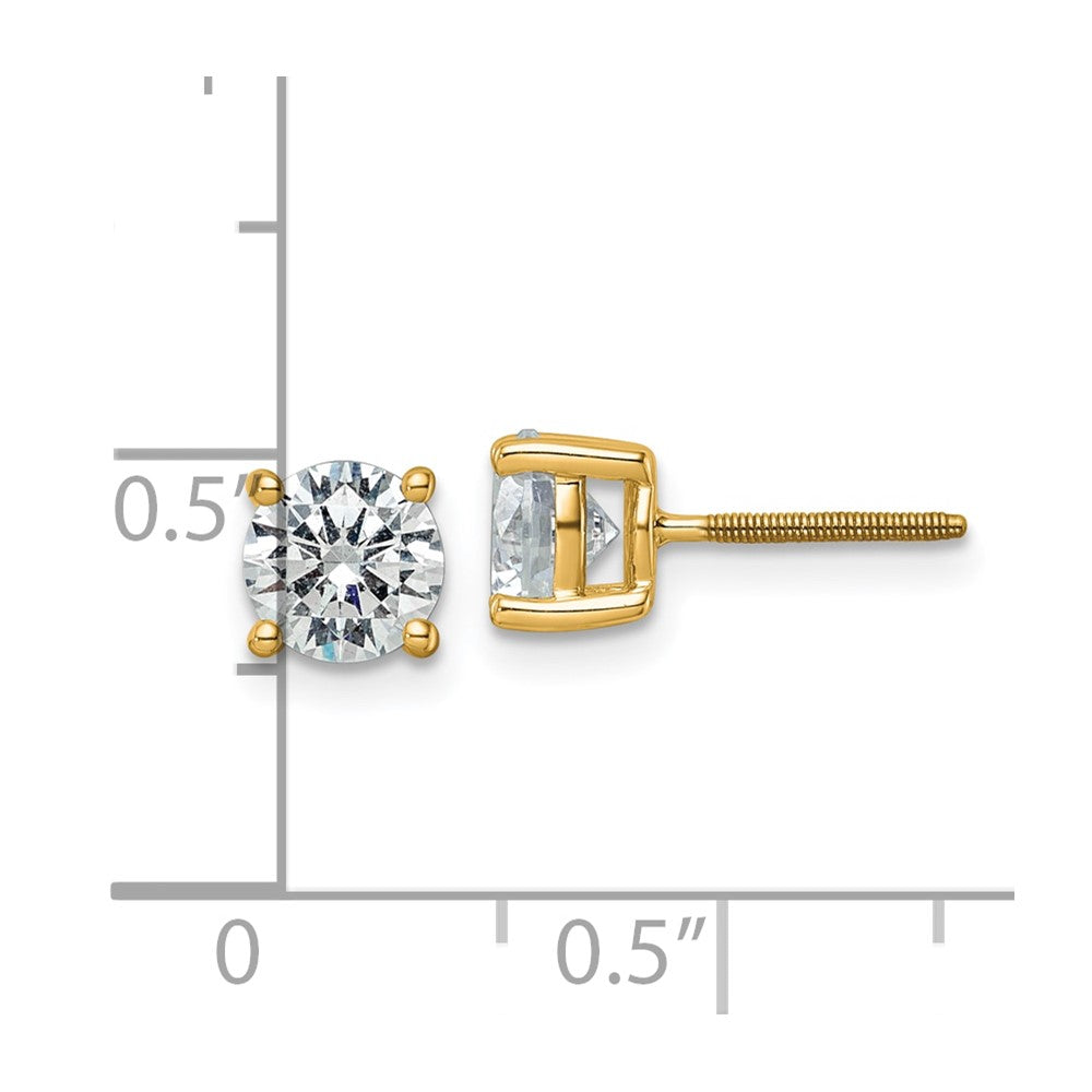 14k 2 carat Certified Lab Grown Diamond VS+ F+ Round Complete Four Prong Screwback Heavyweight Stud Earrings