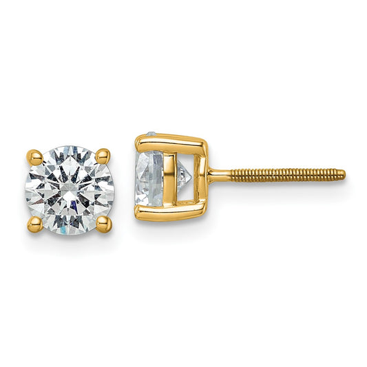 14k 3 carat Lab Grown Diamond VS/SI+ G+ Round Complete Four Prong Screwback Heavyweight Stud Earrings