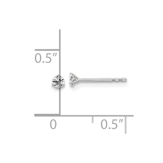 14k White Gold 1/10 carat Lab Grown Diamond VS/SI+ G+ Round Complete Three Prong Stud Earrings